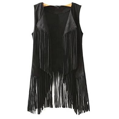 Herbstmode Frauen Quaste Fransen Faux Wildleder-Jacke Weste Weste Weste Sml