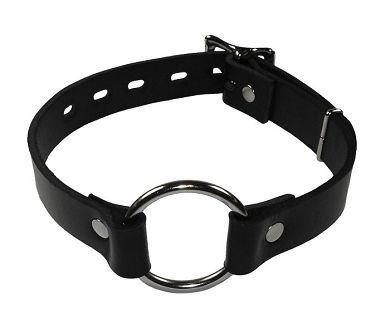 Leder Mundknebel mit ffnungsring SCHWARZ