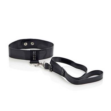 Leine und Halsband in Schwarz