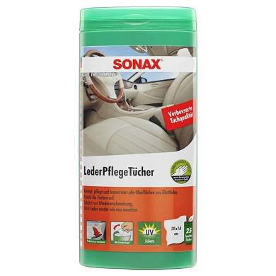 25 SONAX LEDER PFLEGE TÜCHER BOX 412300 (0,19 EURO/STÜCK)