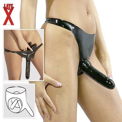 Latex-Slip mit Dildo