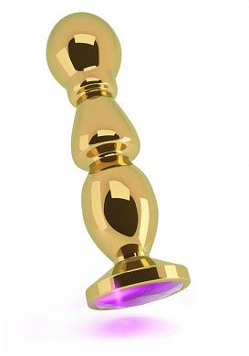 12 x 3,3 cm Rich Buttplug gold - purple sapphire