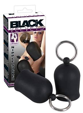 Zwei schwarze Nippelsauger mit Metallring