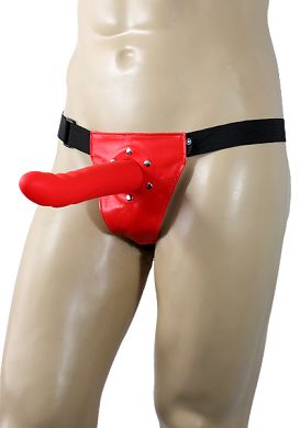 Ouch Umschnalldildo - Hollow Curved Strap-On red