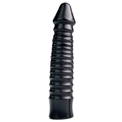 Groer Dildo mit geriffeltem Schaft in Schwarz