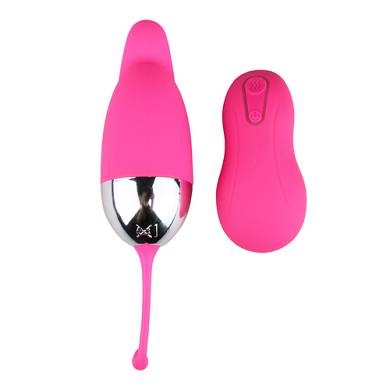 Bullet aus Silikon mit Zunge und Fernbedienung in Pink