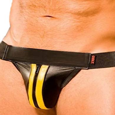 Colt Leather Zip Jock - Yellow