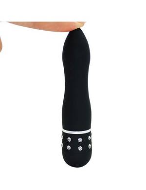 Schwarzer Vibrator mit Zirkonia Steinen