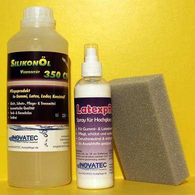 Latexpflege-Set: Pflegespray + Silikonl f. Latex Bekleidung Fetisch