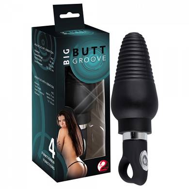 Analplug mit Reizrillen - in Schwarz