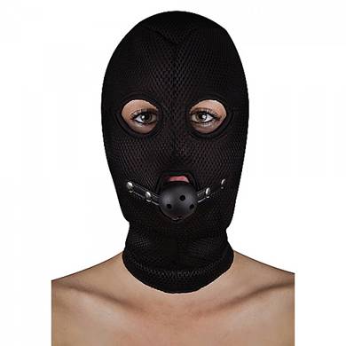 Ganzgesichtsmaske mit Ballknebel - in Schwarz