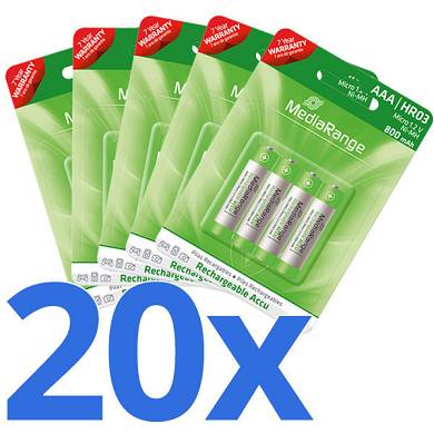 20x AAA HR03 Akku Micro Batterie 800 mAh 1,2V wiederaufladbar