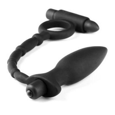Deluxe Xleathers Cockring-Vibrator mit Analplug-Vibrator 2facher Vibro Premium-Silikon