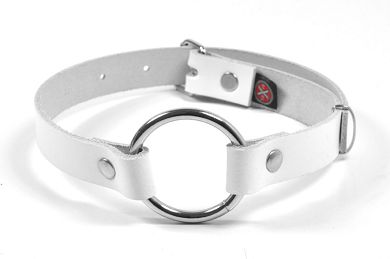 Leder Mundknebel mit ffnungsring WEISS