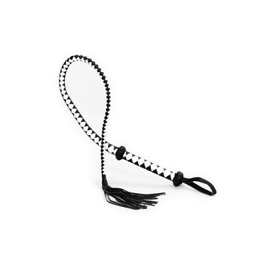 Peitsche Striemenpeitsche in schwarz wei geflochten Lederoptik fr Bondage & SM Freunde