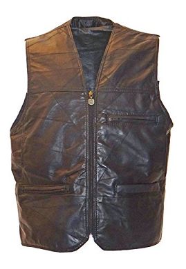 Patchwork Herren Lederweste aus Lamm Nappa Leder in schwarz