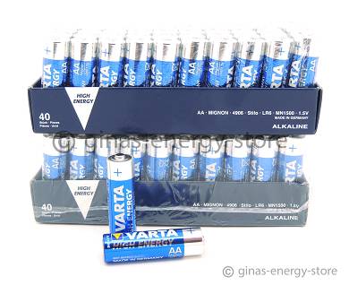 100 Varta AA HIGH ENERGY Mignon LR06 Batterie - 2850mAh 1,5V Alkaline 100 Stck
