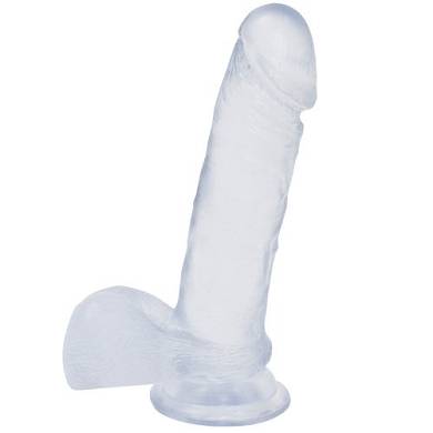 Doc Johnson Crystal Jellies Naturgetreuer Dildo mit Hoden und Saugnapf. 15.2 cm