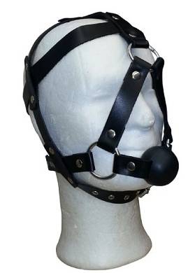 XL Bondage Echt Leder Mund Knebel 40mm Kopf Harness Kopfgeschirr
