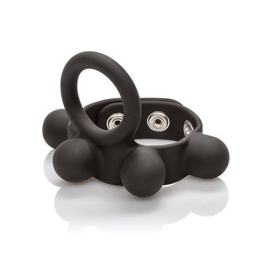 Weighted Ball Stretcher with Cock Ring medium Silicone black