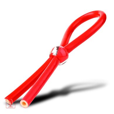 Mit Kugel verstellbare Latex Penisfessel - Rot