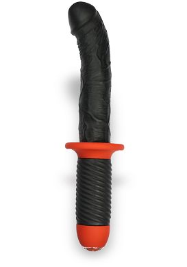 19 x 4 cm Mr. E and Mr. Z Buttplug curved flat Penis Silikon schwarz/rot