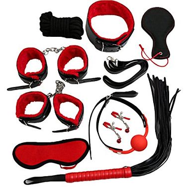 DEHANG® 9 teilig SM Bondage Sexspielzeug Fesseln Set in Rot