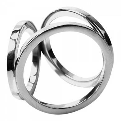 Dreifacher Penis- und Hodenring - 55 mm - in Silber
