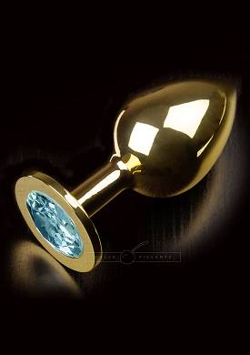 Analplug mit farbigem Kristall Gold