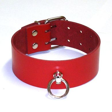 Leder Halsband mit Ring der O - BREIT rot