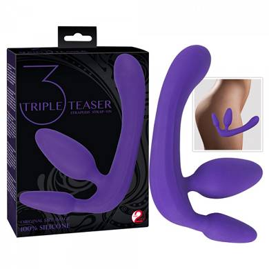 3-Way Play Dildo - in Lila