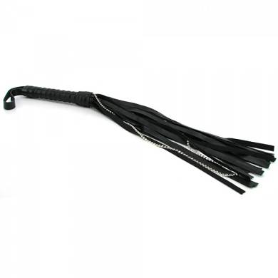 Peitsche mit Kristallen - 50,8 cm - in Schwarz