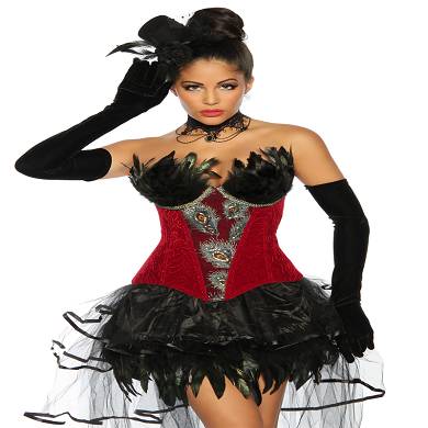 Burlesque Corsage mit dekorativer Schnürung rot