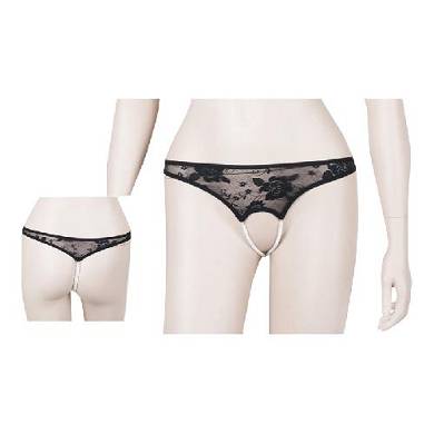 Schwarzer Rio-String mit Perlen