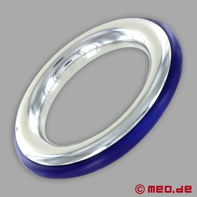 CAZZOMEO Edelstahl-Cockring mit blauer Silikon-Einlage