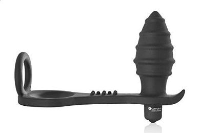 Deluxe Analplug Lumunu Heckschraube. Analvibrator mit integriertem Penisring und Hodenschl