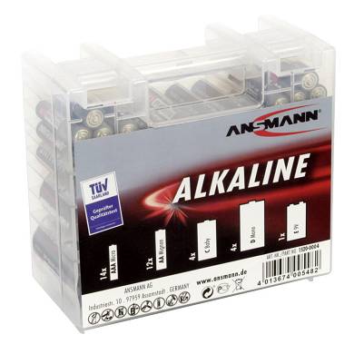 ANSMANN 35er Alkaline Batterie Box mit 14x AAA/12x AA/4x C/4x D/1x 9V, 1520-0004