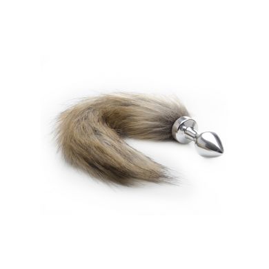 8 x 3 cm Fox Tail Buttplug silber