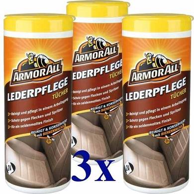 3x ARMOR ALL Lederpflege Tücher Lederpflegetücher 24 Stk Ledersitz Armorall