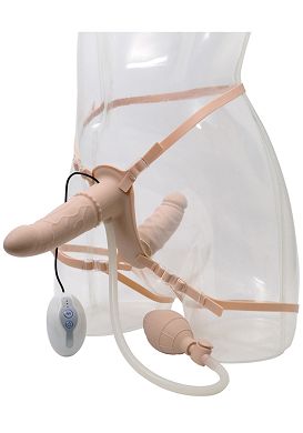 17/13 x 4/3,5 cm Double Pleasure Inflatable Strap On Doppel-Umschnalldildo mit Vibration