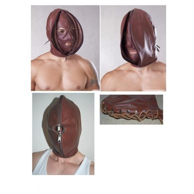 Double Leder Maske Hood braun