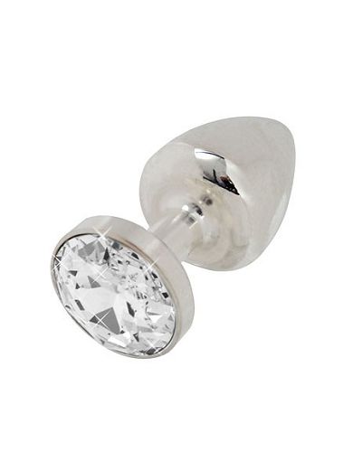 Diogol Buttplug: Aluminium mit Kristall, silber (3cm)