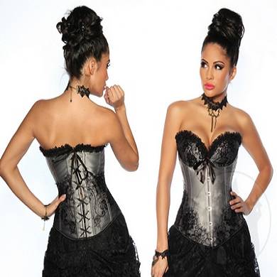 Satin-Corsage mit Spitze