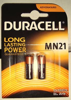 2x Batterie A23 MN21 Duracell Alkaline 12V - 23A V23GA LR50 - MHD_2019 - Blister
