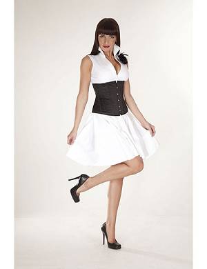 Zugeschnuert-Shop - Unterbrust-Korsett Satinschwarz