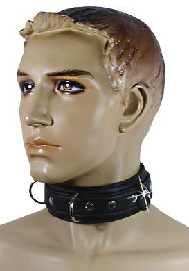 Lederhalsband aufwndig verarbeitet mit Metallringen