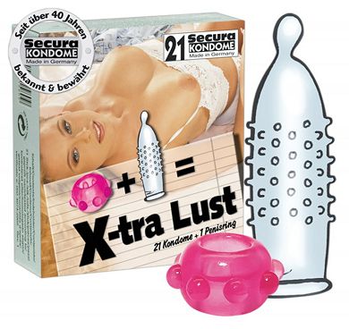 Secura Kondome X-tra Lust - plus 1 Penisring - Inhalt: 21 Stck