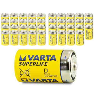 40x Varta Mono D Superlife LR20 MN1300 Typ 2020 Batterie 1,5V Zink-Kohle 40 Stk