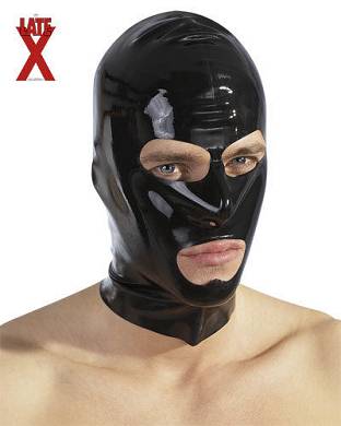 schwarze Kopfmaske Maske Fessel-Set Erotik Peitschen Sex Erotikshop Latex