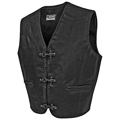 Engelleiter Herren Lederweste II Biker Kutte Motorrad Rocker Weste Schwarz